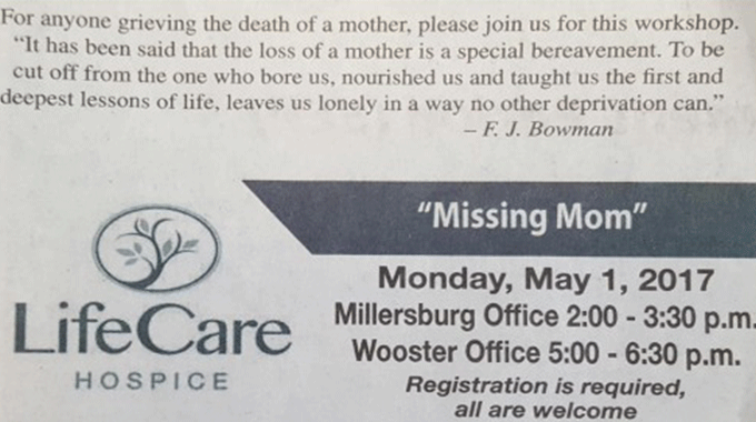 Missing Mom Program Offered At Ohio’s Hospice LifeCare